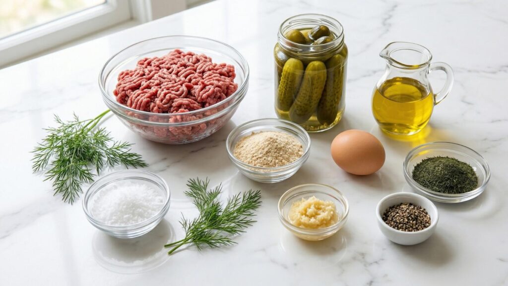 Dill Pickle Stuffed Meatballs