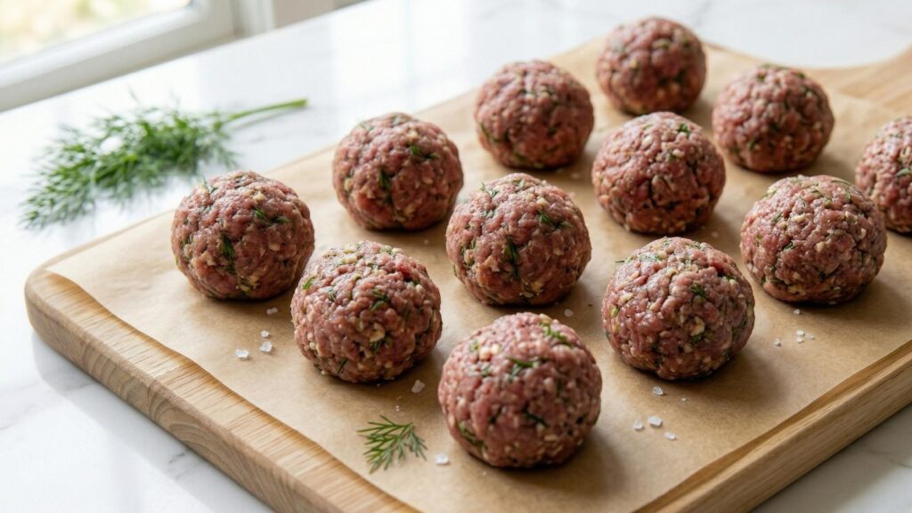 Dill Pickle Stuffed Meatballs