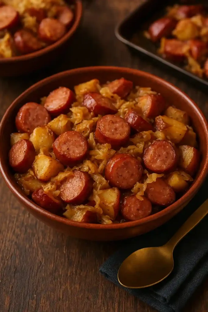Delicious Sheet Pan Sausage and Sauerkraut