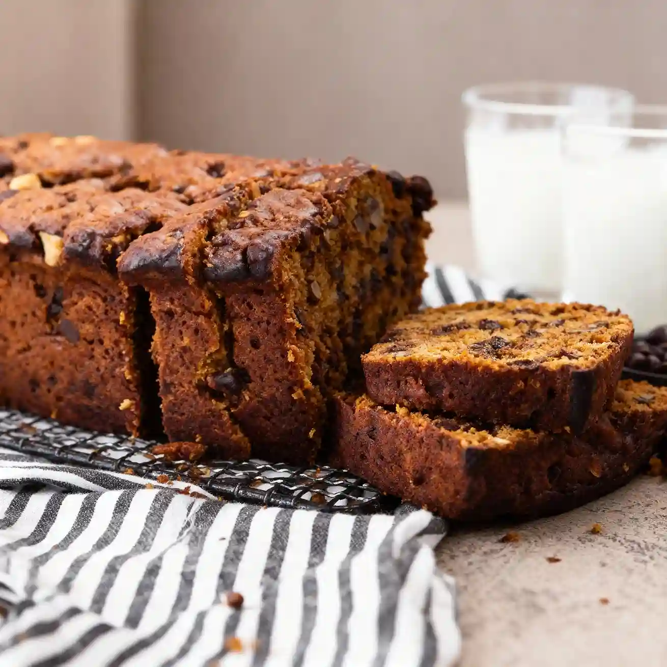 Pumpkin Bread with Chocolate Chips and Pecans