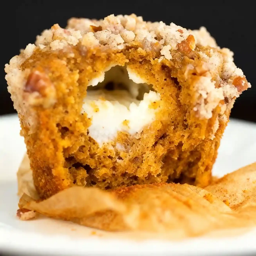 Pumpkin and Cream Cheese Muffins with Pecan Streusel