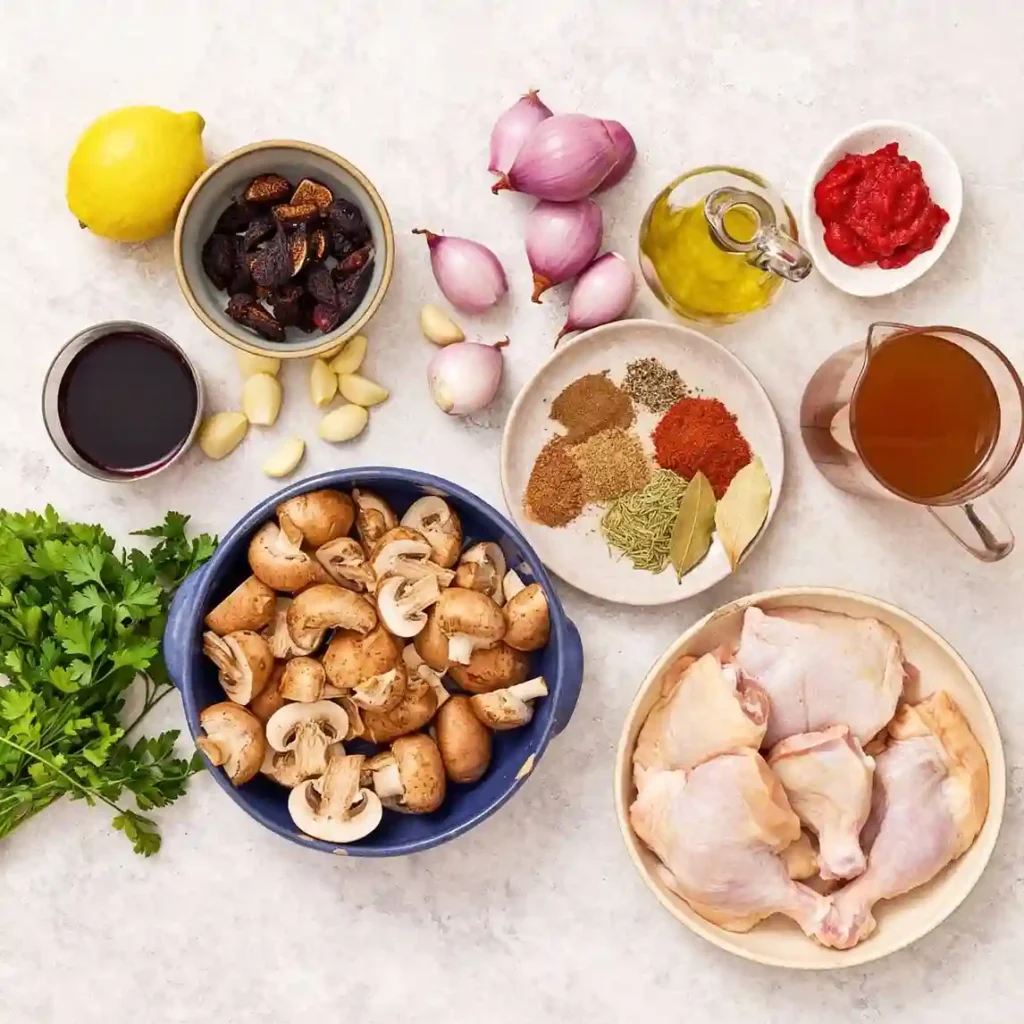 Red Wine Braised Chicken with Mushrooms