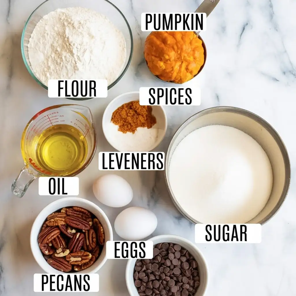 Pumpkin Bread with Chocolate Chips and Pecans