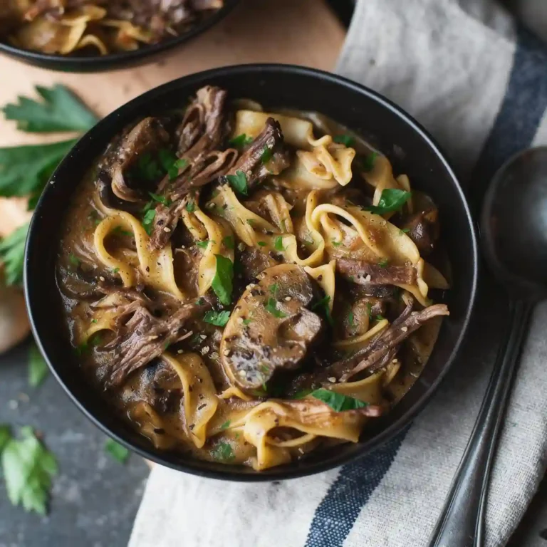 Slow Cooker Pot Roast Beef Stroganoff