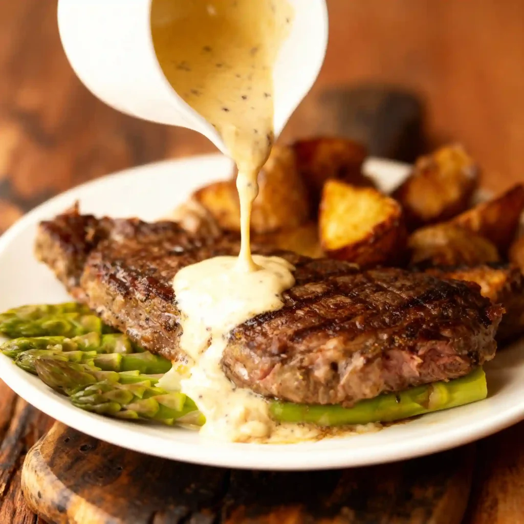 Steak with Whiskey Cream Sauce
