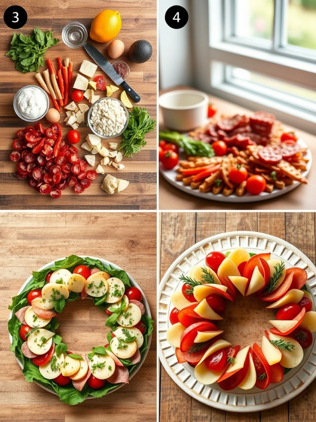 Step-by-Step preparation for Antipasto Wreath