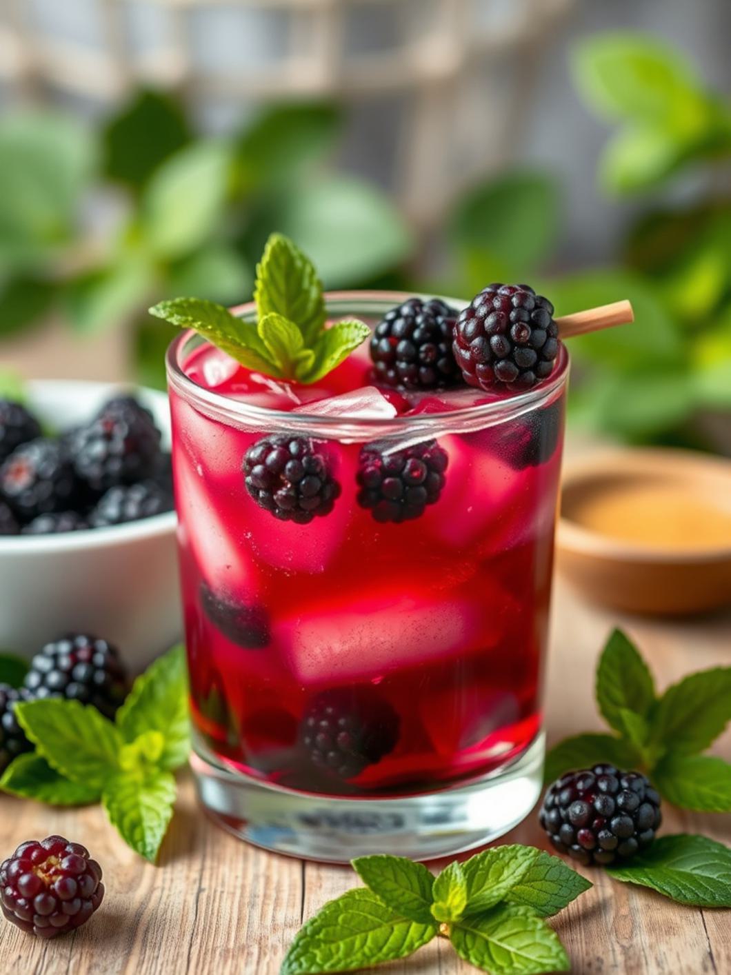 Serving suggestion for Blackberry Bramble Cocktail