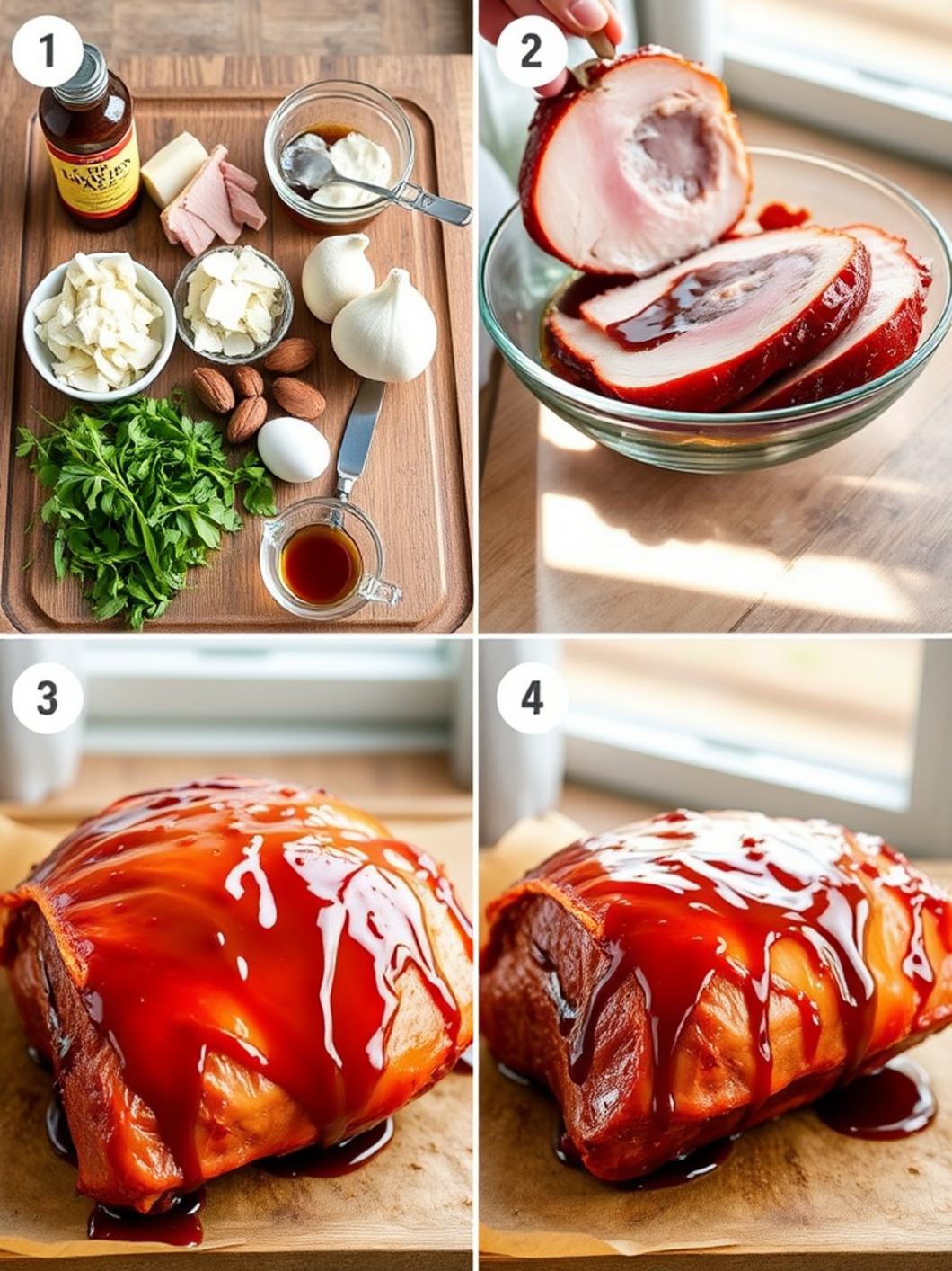 Step-by-Step preparation for Bourbon Glazed Ham