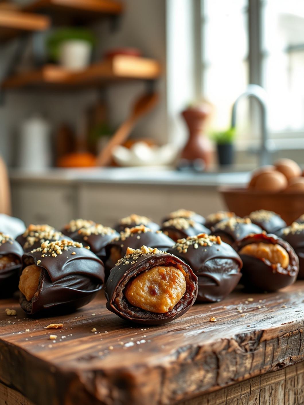 Chocolate Covered Snickers Stuffed Dates