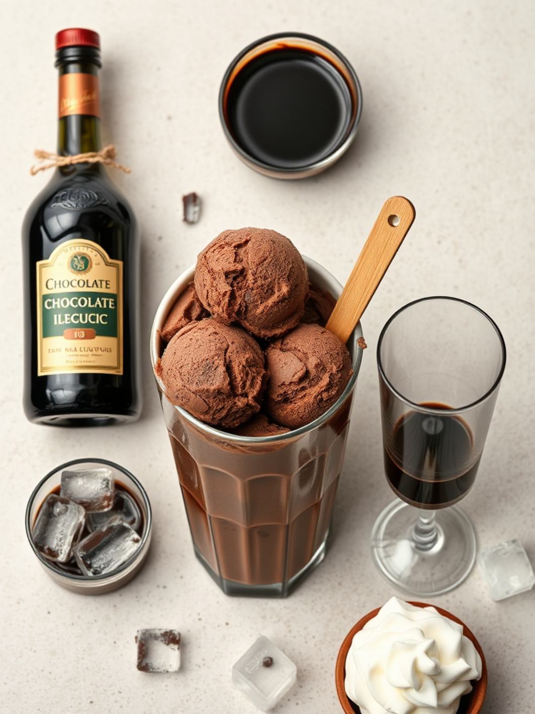 Ingredients for Chocolate Ice Cream Float Cocktail