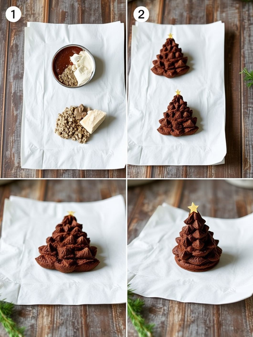 Step-by-Step preparation for Christmas Tree Brownies