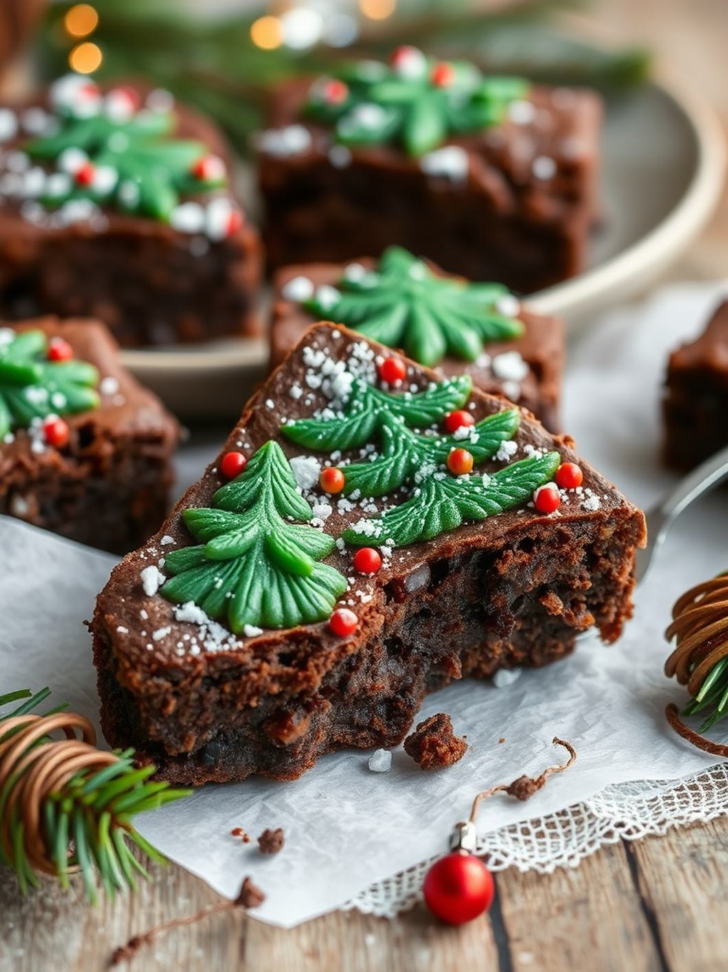 Serving suggestion for Christmas Tree Brownies