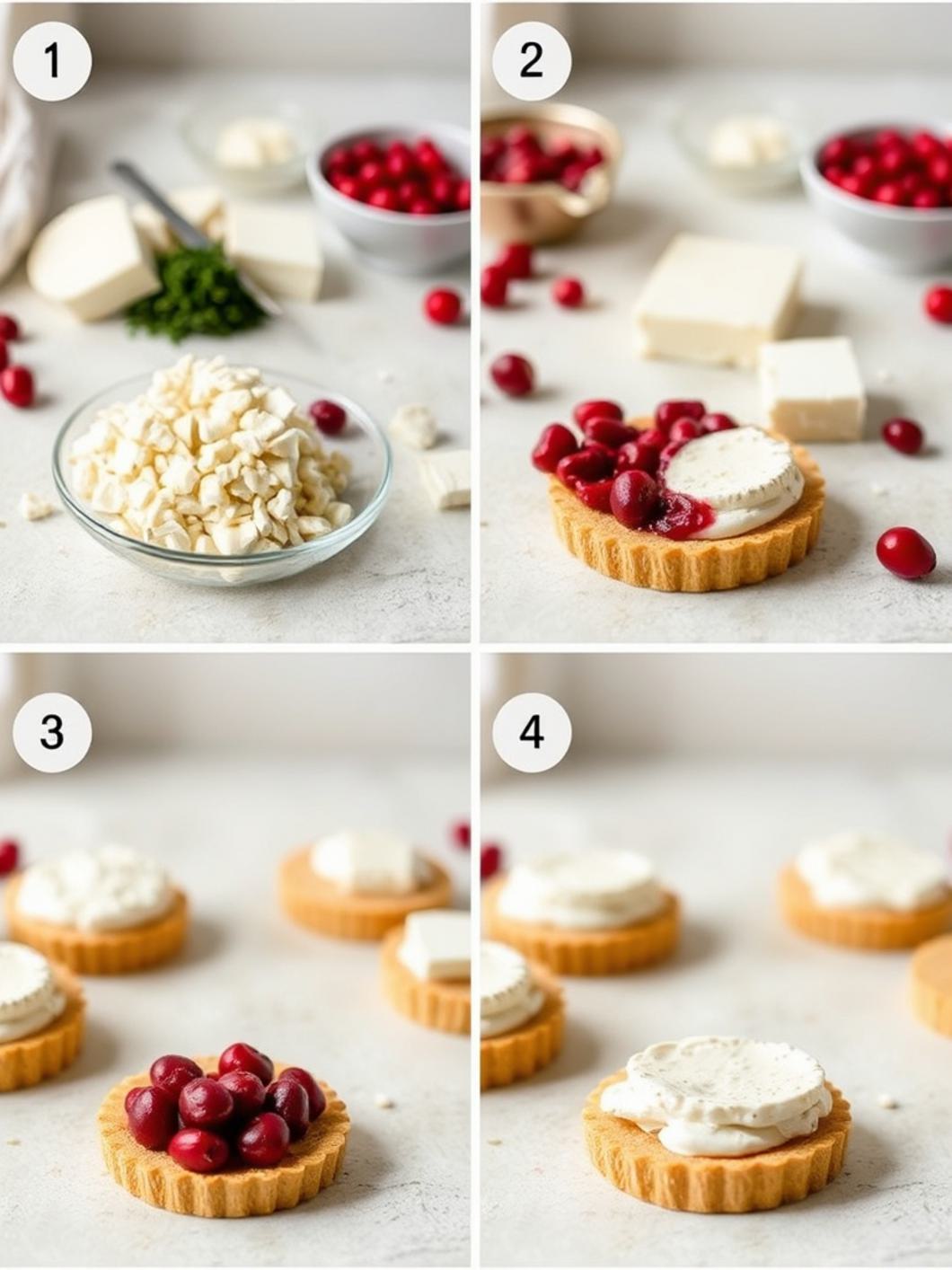 Step-by-Step preparation for Cranberry Brie Bites