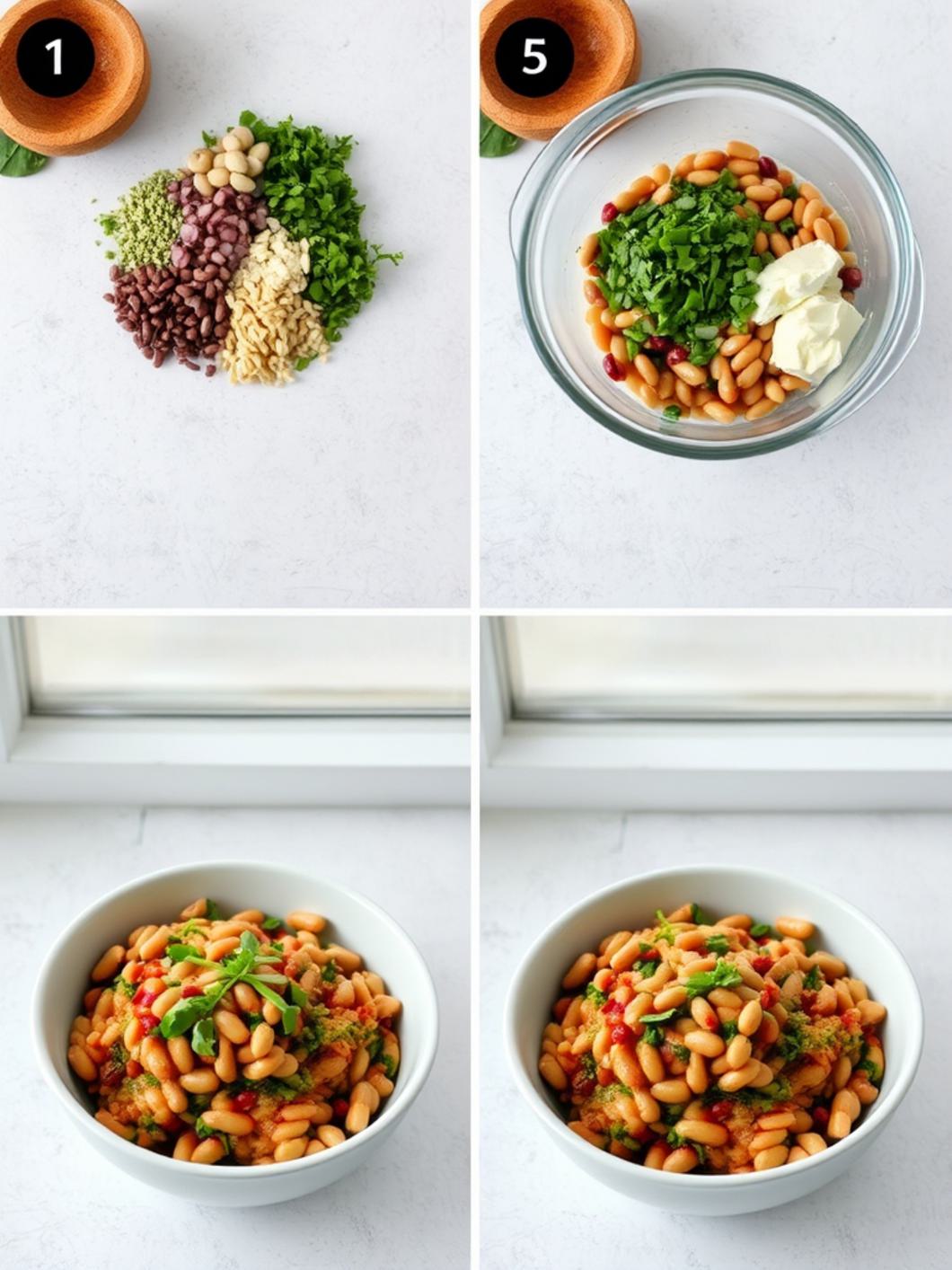 Step-by-Step preparation for Dense Bean Salad