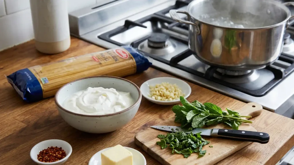 Garlic Yogurt Turkish Pasta