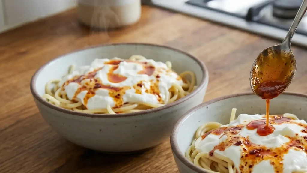 Garlic Yogurt Turkish Pasta