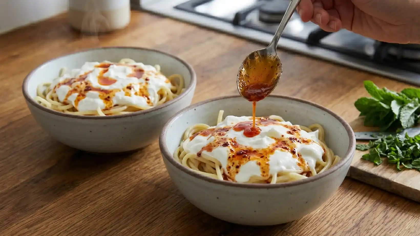 Garlic Yogurt Turkish Pasta