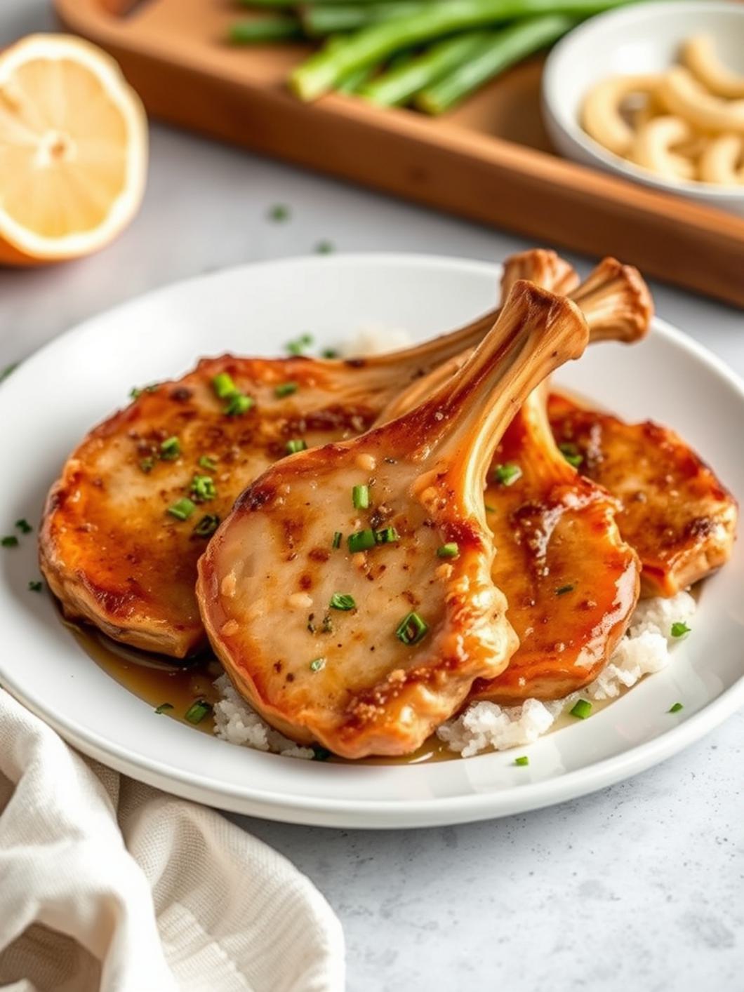 Serving suggestion for Honey Garlic Pork Chops