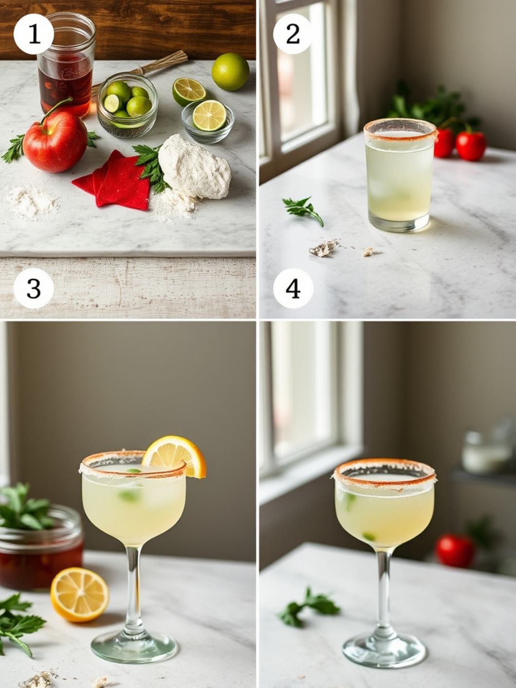 Step-by-Step preparation for Mistletoe Margaritas
