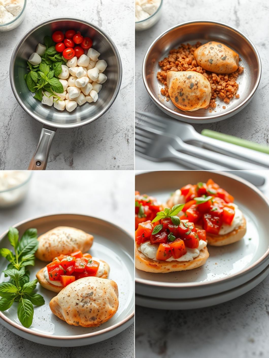 Step-by-Step preparation for Mozzarella Bruschetta Chicken
