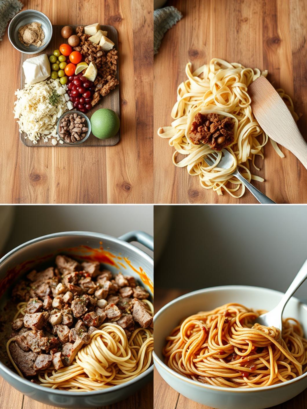 Step-by-Step preparation for Roast Beef Noodle Casserole