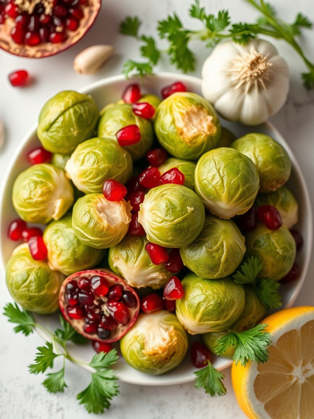 Ingredients for Roasted Brussels Sprouts with Pomegranate