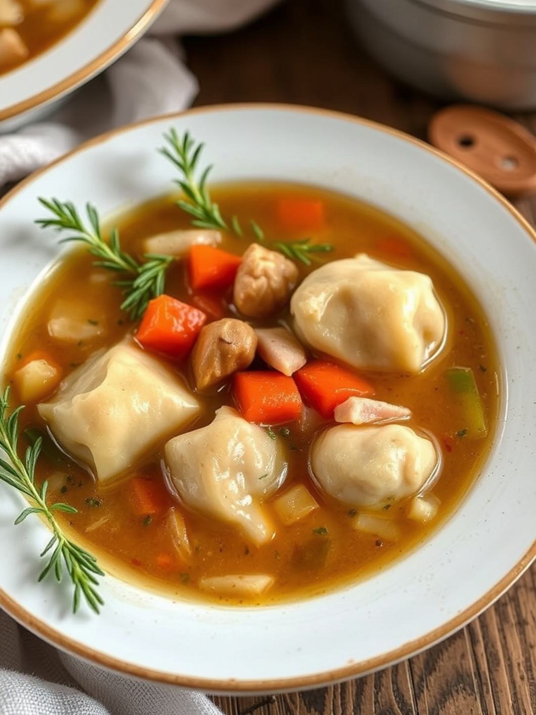 Serving suggestion for Turkey Dumpling Soup