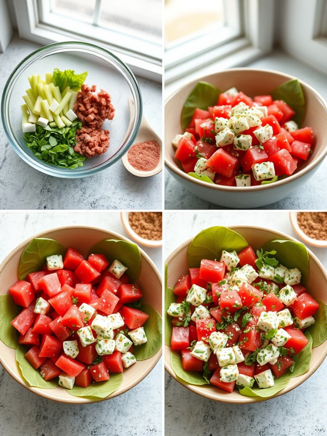 Step-by-Step preparation for Watermelon Feta Salad