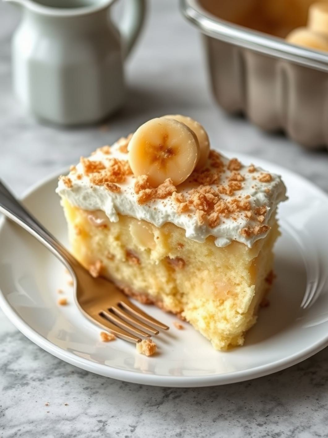 Serving suggestion for Banana Pudding Cake