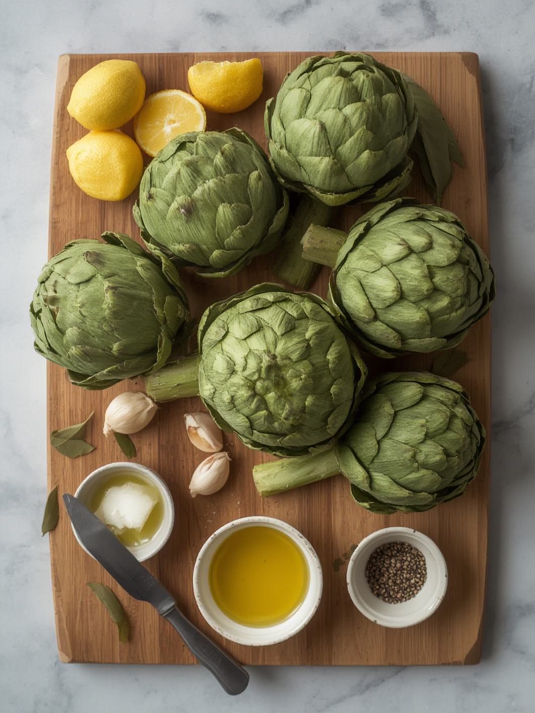Ingredients for Basic Steamed Artichokes