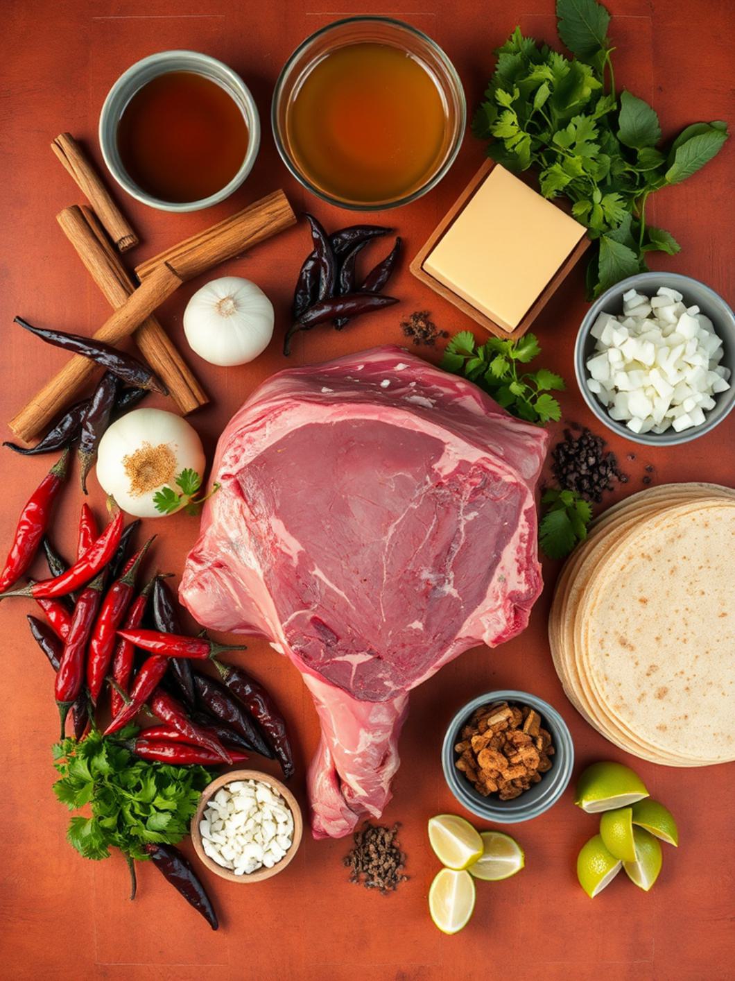 Ingredients for Beef Birria Tacos