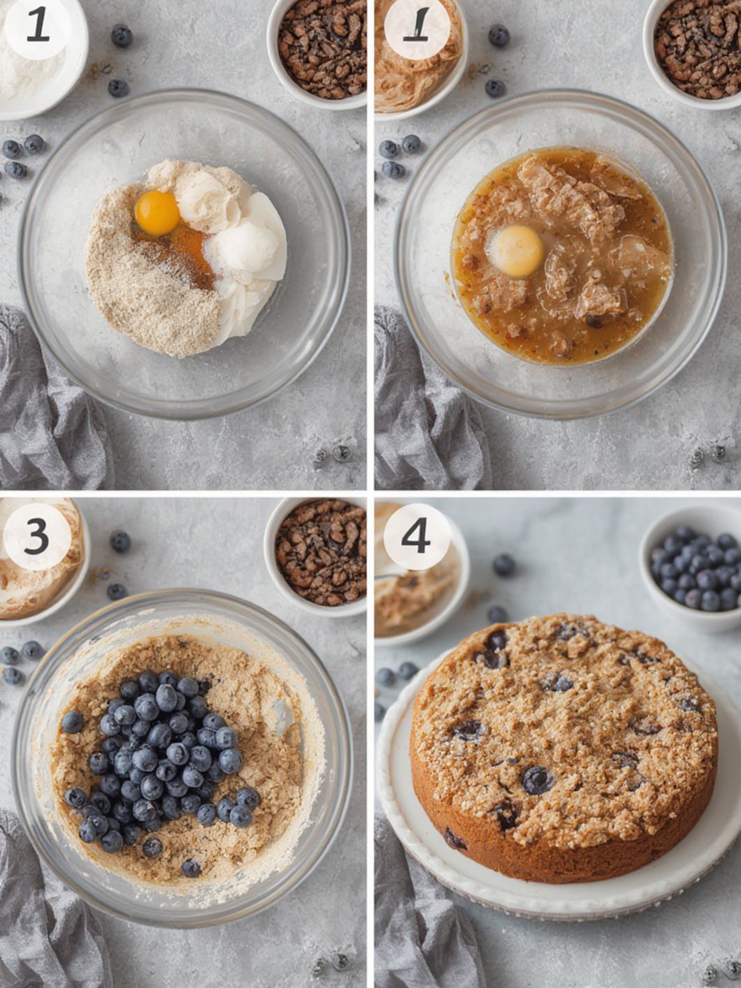 Step-by-Step preparation for Blueberry Streusel Coffee Cake