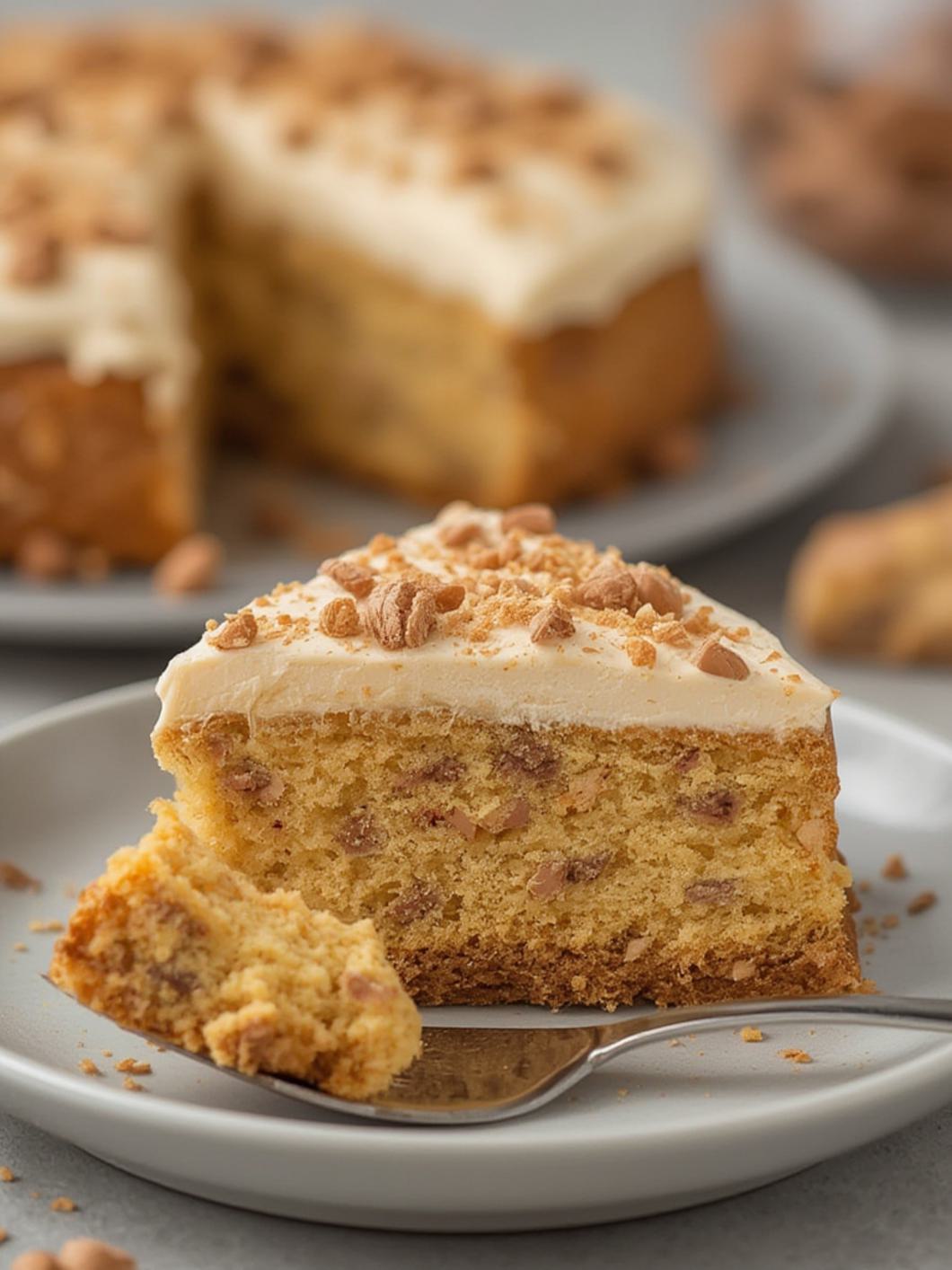 Serving suggestion for Butterfinger Poke Cake