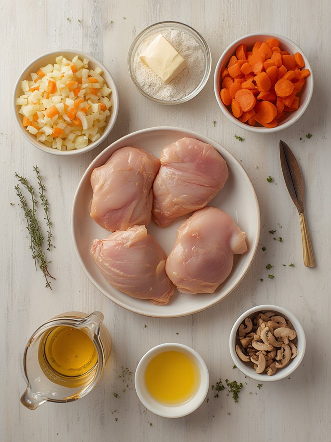 Ingredients for Chicken Fricassee