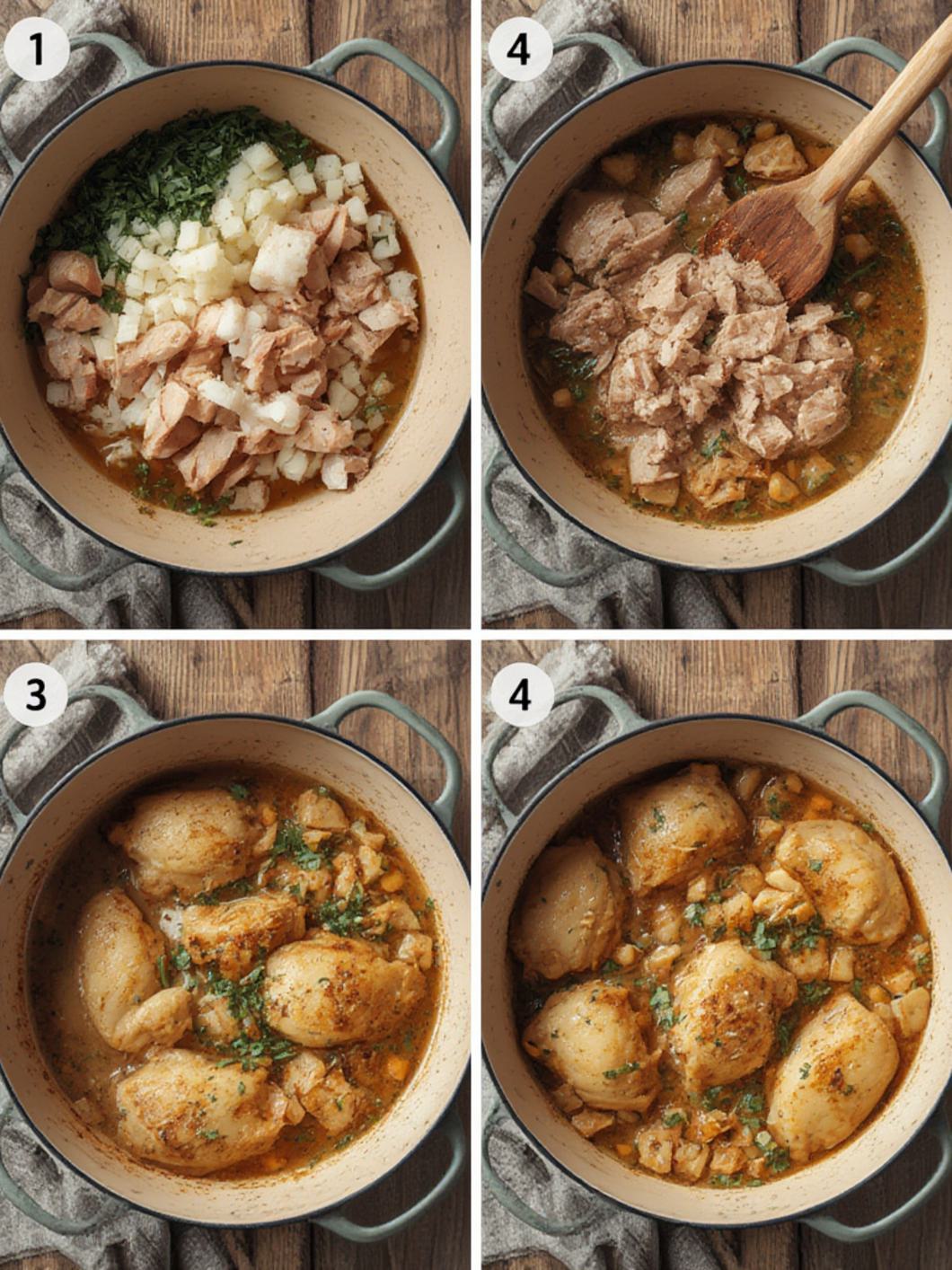 Step-by-Step preparation for Chicken Fricassee