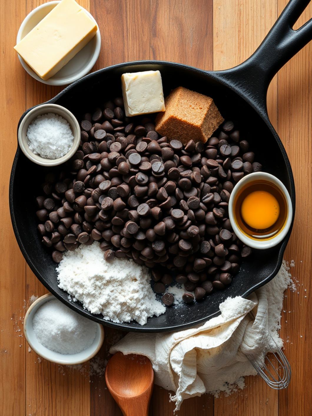 Ingredients for Chocolate Chip Skillet Cookie