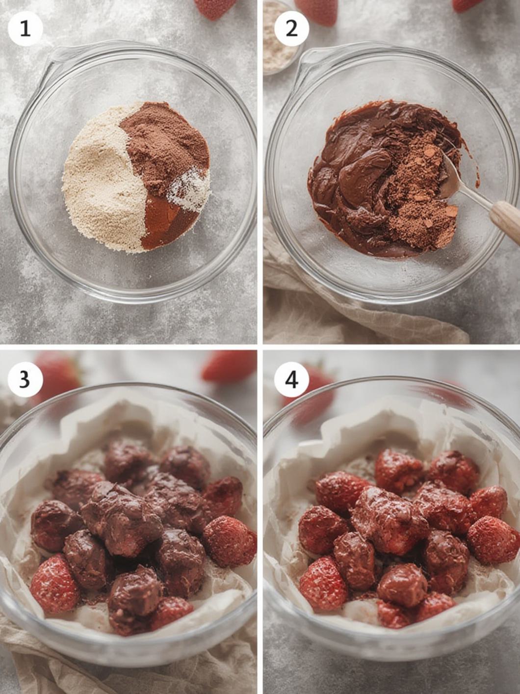 Step-by-Step preparation for Chocolate-Covered Strawberry Clusters