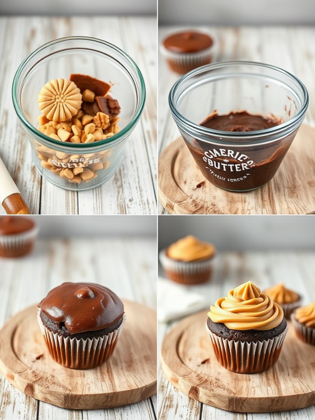 Step-by-Step preparation for Chocolate Peanut Butter Cupcakes
