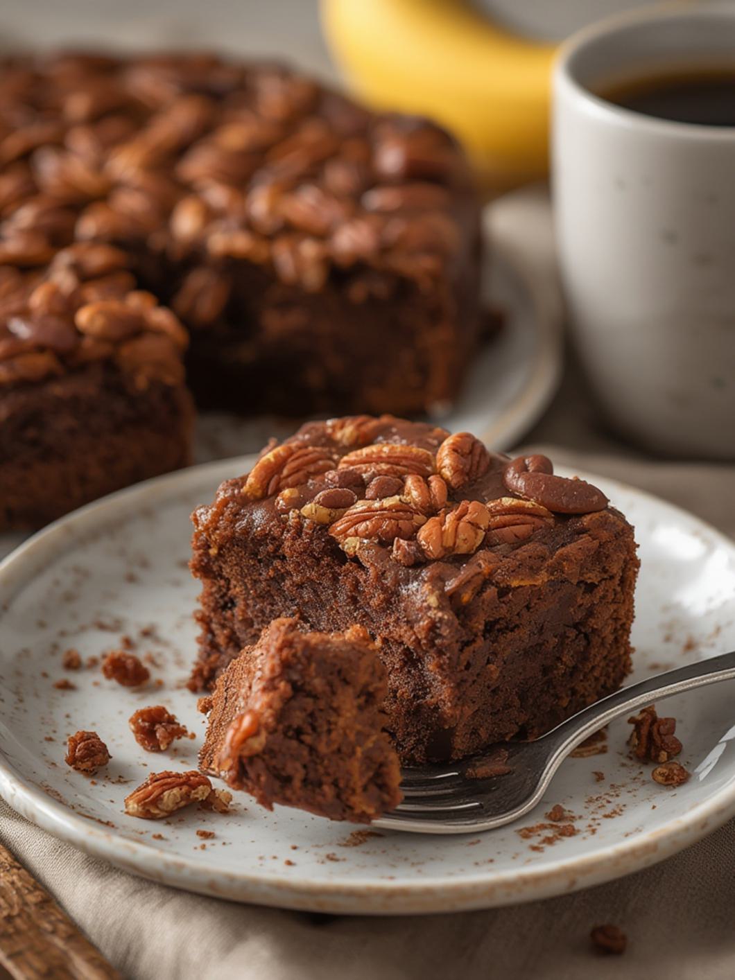 Serving suggestion for Chocolate Pecan Banana Coffee Cake