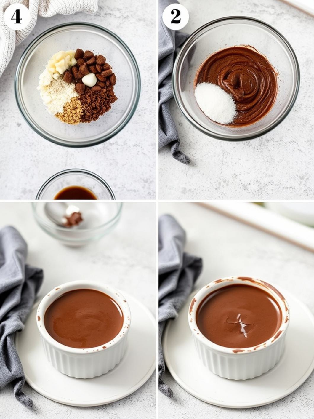 Step-by-Step preparation for Chocolate Pots de Creme