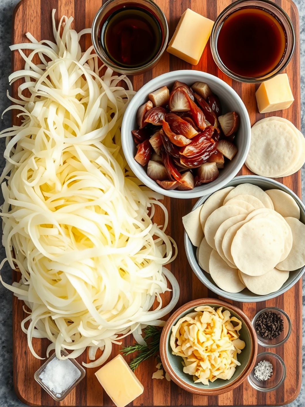 Ingredients for French Onion Soup Dumplings