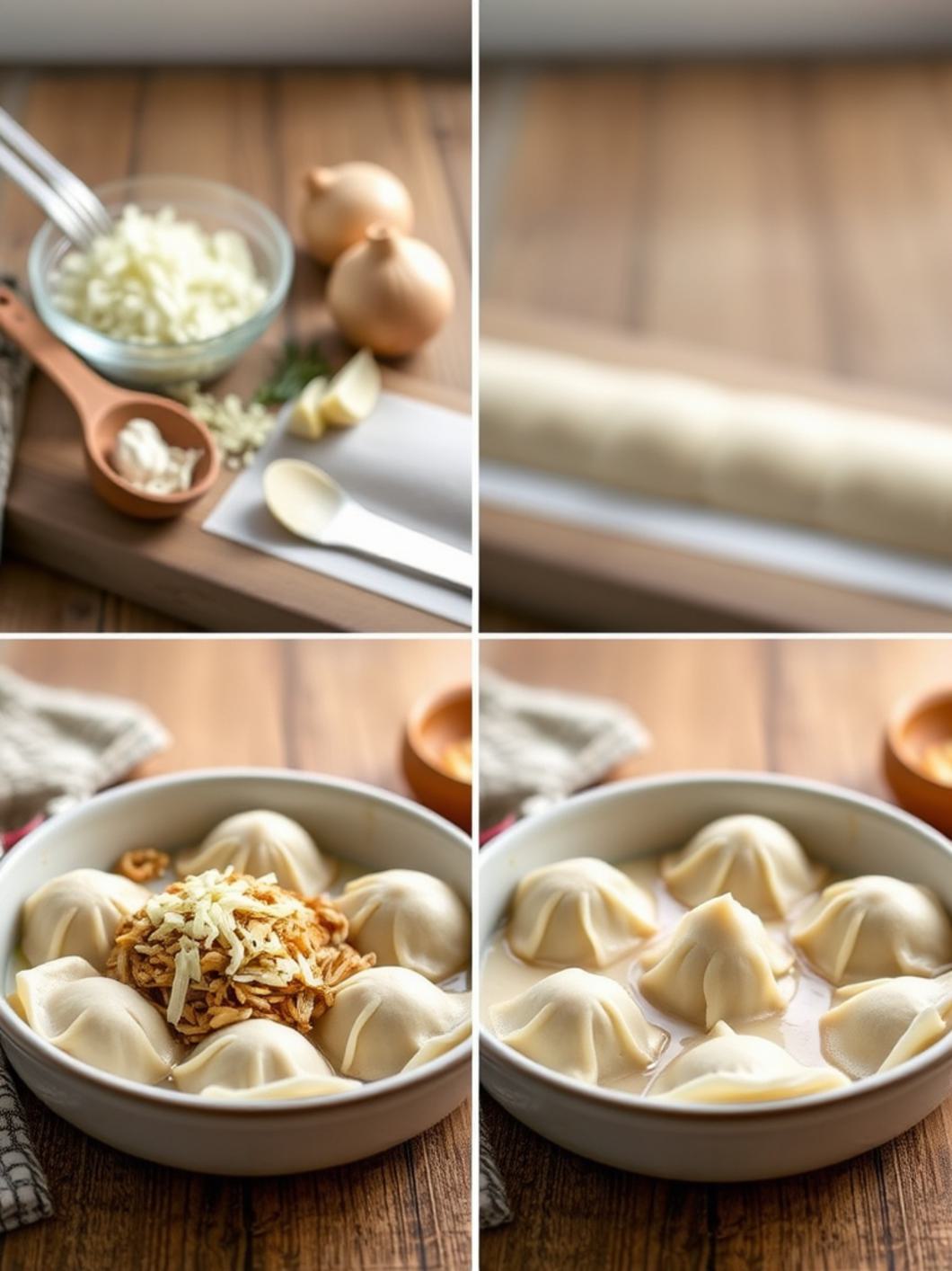 Step-by-Step preparation for French Onion Soup Dumplings
