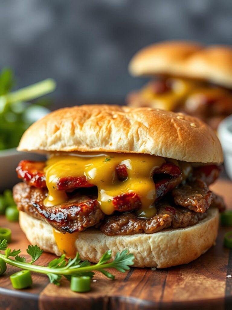 Gooey Garlic Butter Steak Sandwich