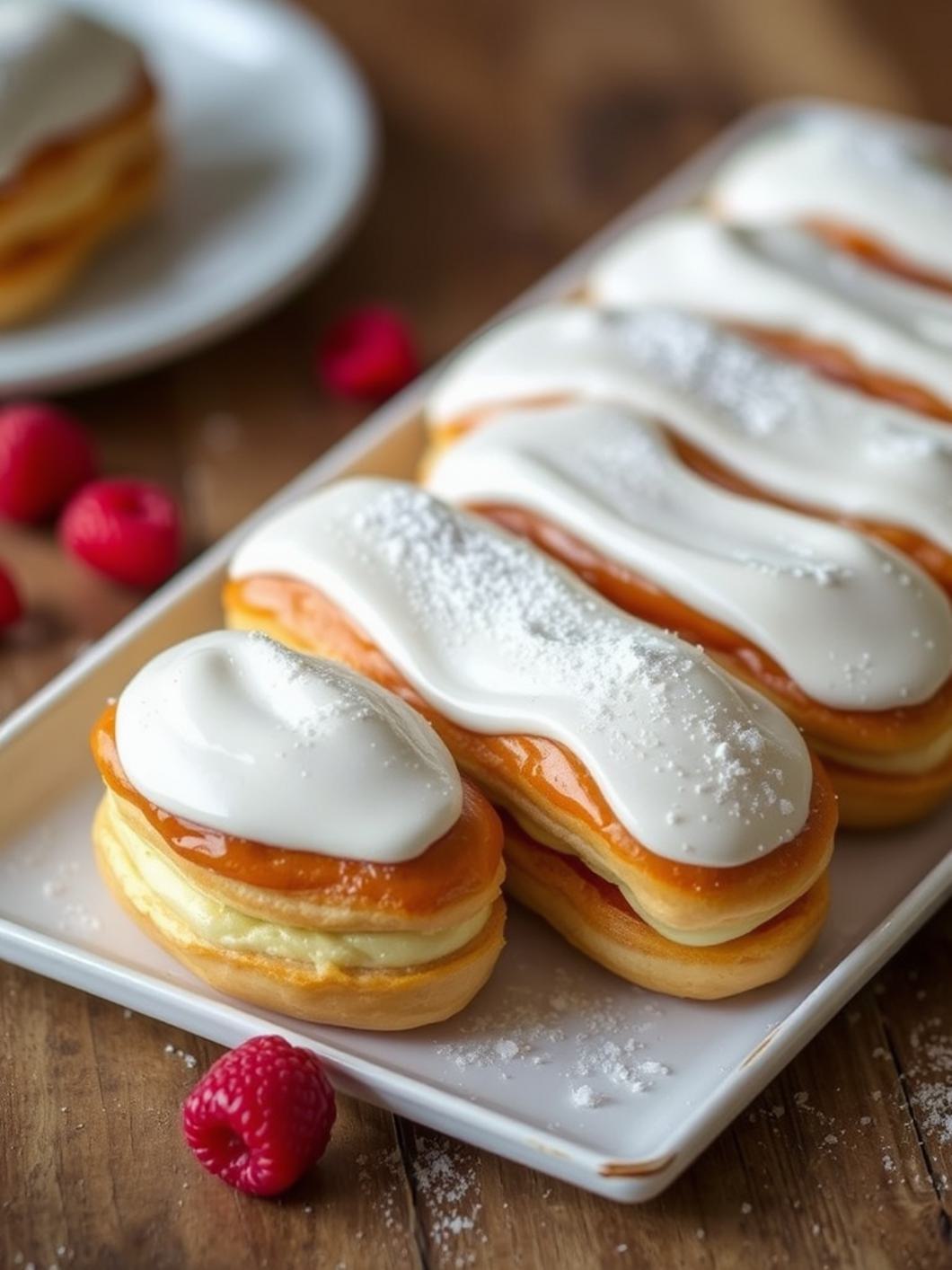 Serving suggestion for Homemade Eclairs