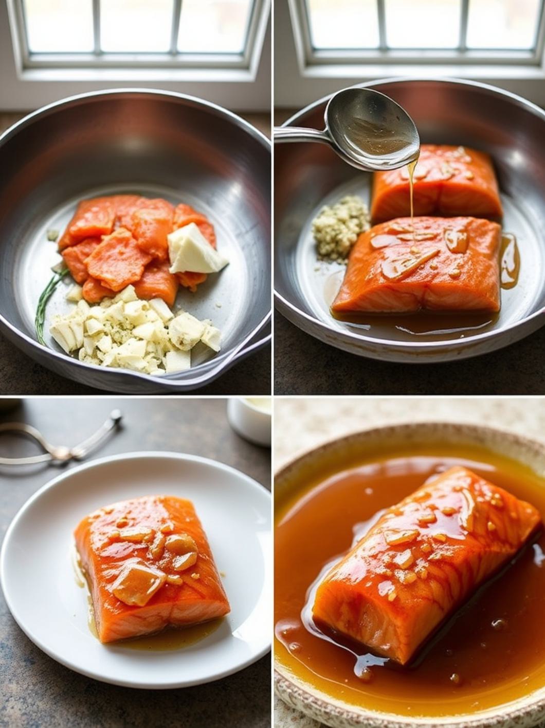 Step-by-Step preparation for Honey Garlic Glazed Salmon