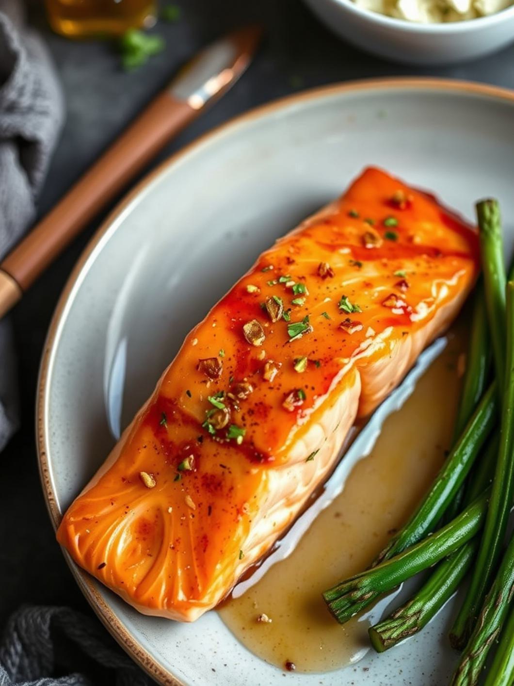 Serving suggestion for Honey Garlic Glazed Salmon