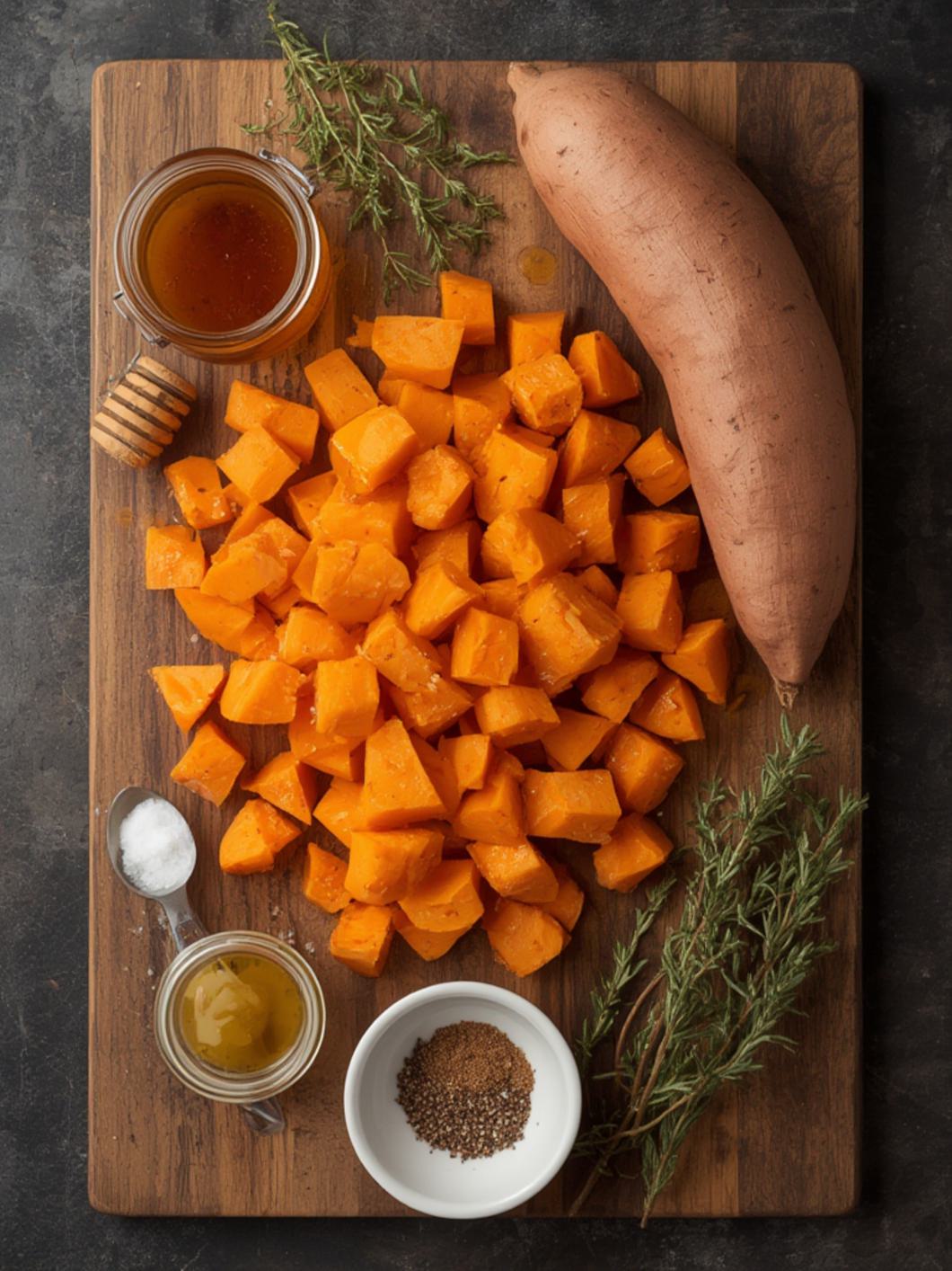 Ingredients for Honey Roasted Sweet Potatoes