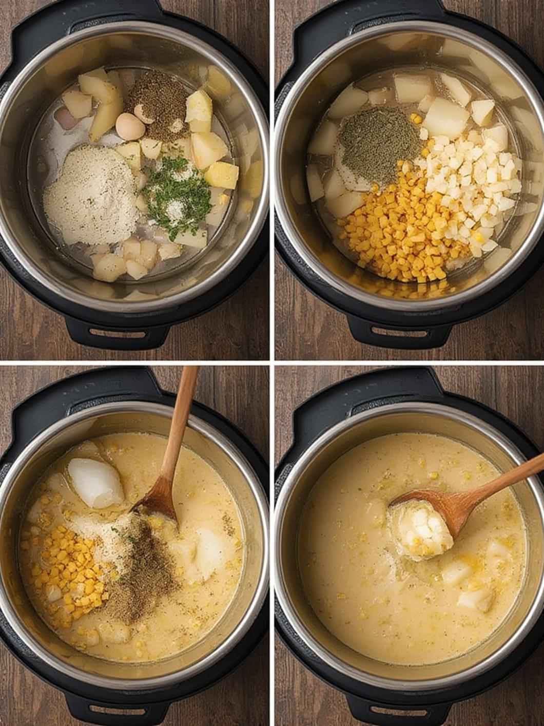 Step-by-Step preparation for Instant Pot Potato Corn Chowder