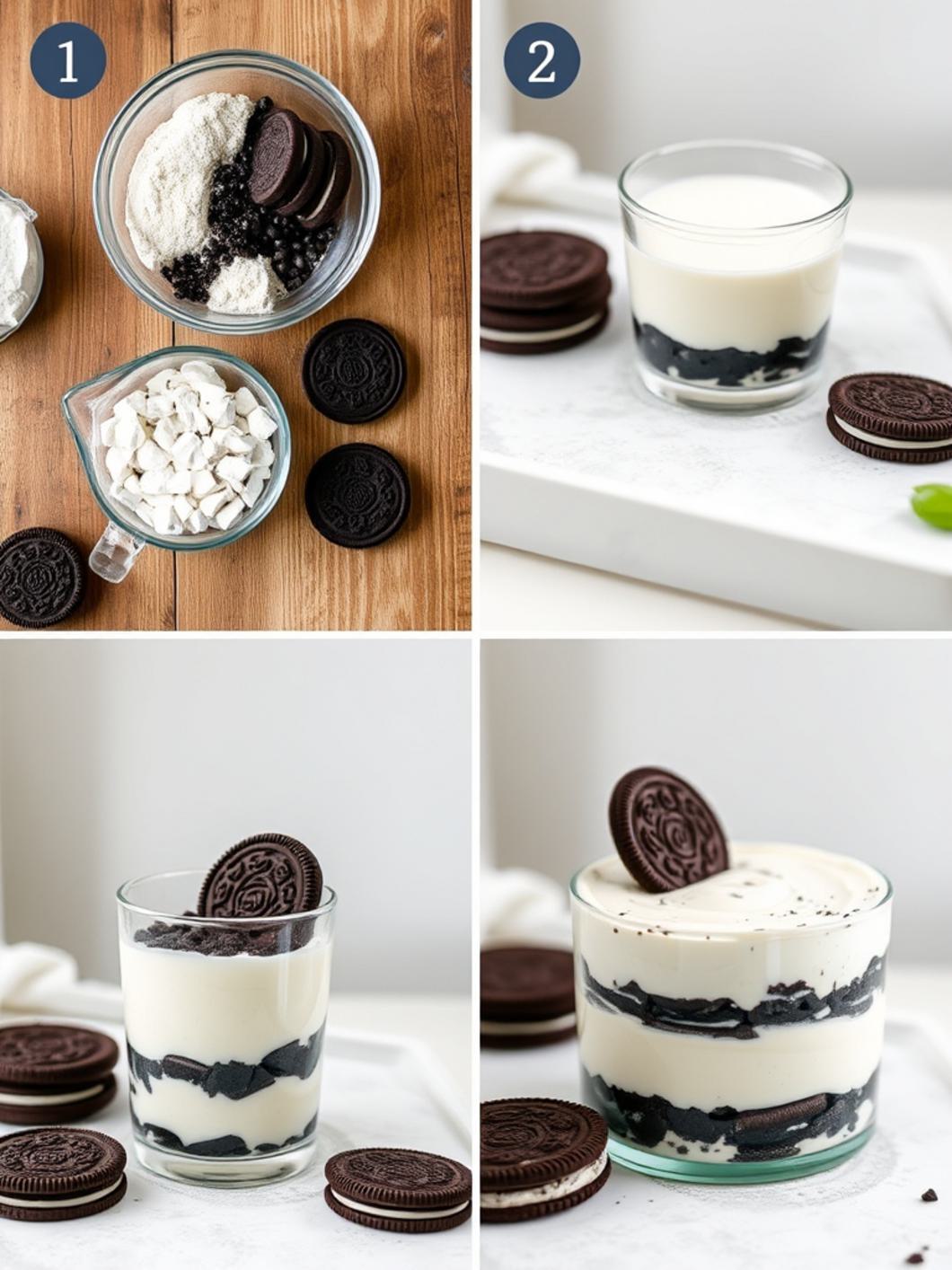 Step-by-Step preparation for Layered Oreo Dessert