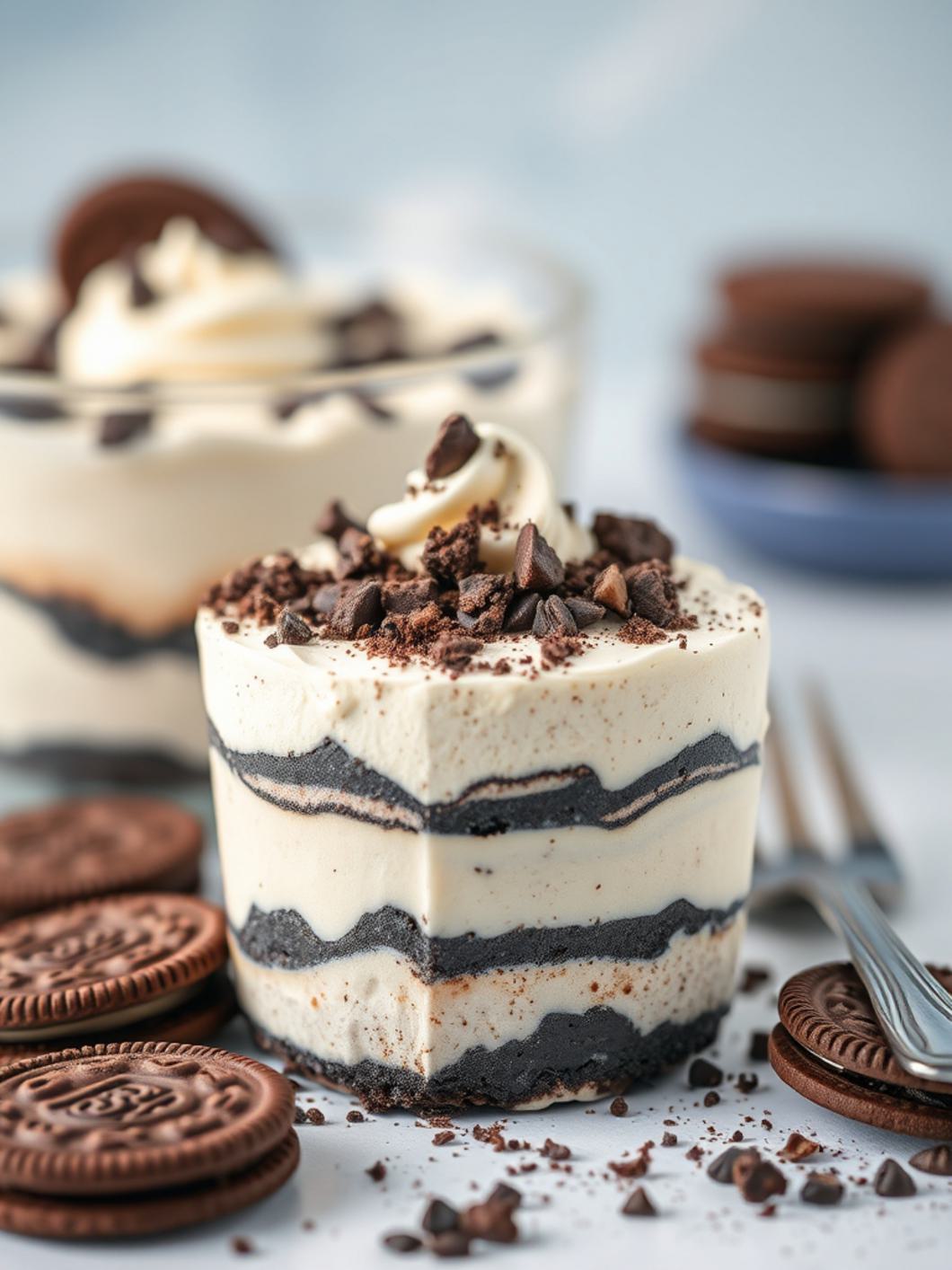 Serving suggestion for Layered Oreo Dessert